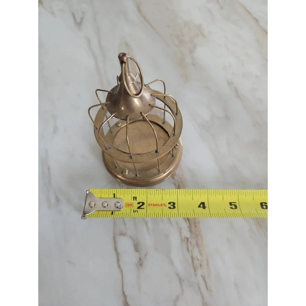 Vintage Brass Bird Cage Decor with Hanging Perch 4